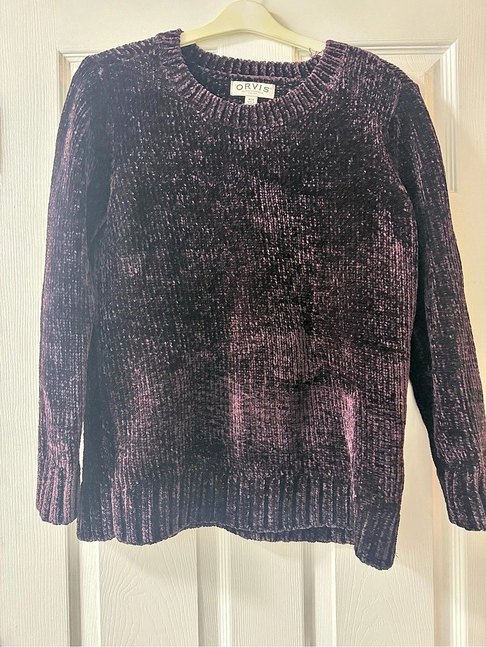 Orvis Ribbed Crewneck Sweater in Purple Size Medium
